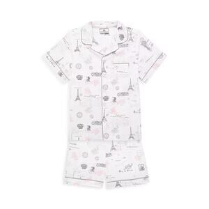NWT Petite Plume Little Girl's Paris Musings Pajama Shorts Set